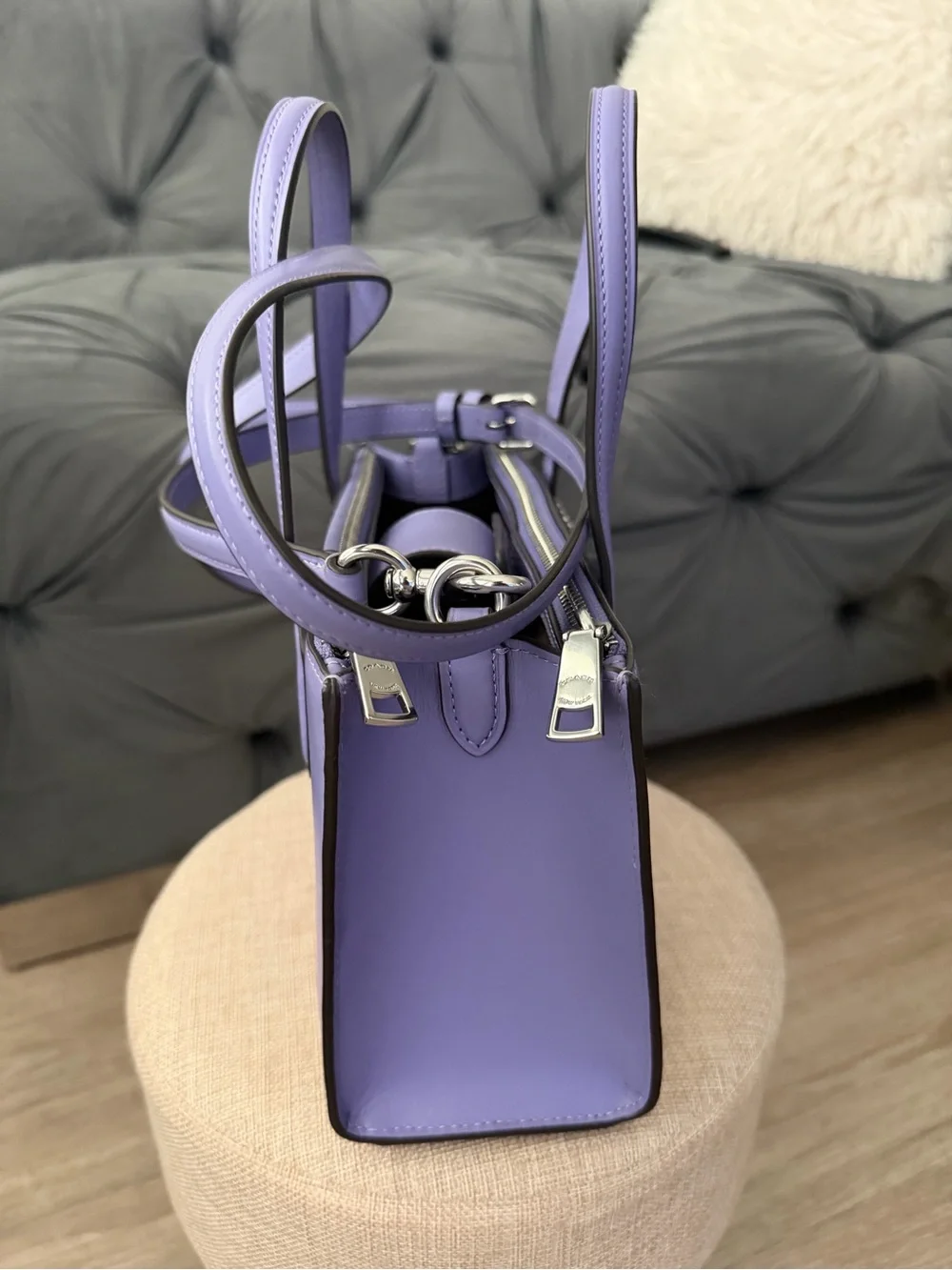Coach Lavender Leather Mini Satchel with Crossbody Strap
